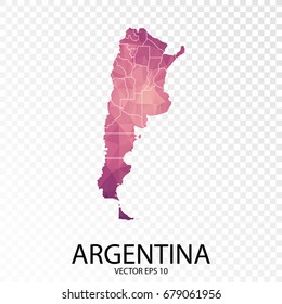 Transparent - High Detailed Low Poly Purple Map of Argentina. vector illustration Eps10.