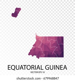 Transparent - High Detailed Low Poly Purple Map of Guinea. Vector illustration eps 10.