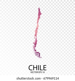 Transparent - High Detailed Low Poly Purple Map of Chile. Vector illustration eps 10.