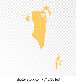 Transparent - High Detailed Orange Map of Bahrain. Vector illustration eps 10.