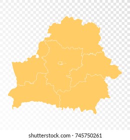 Transparent - High Detailed Orange Map of Belarus. Vector illustration eps 10.