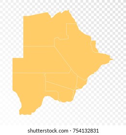 Transparent - High Detailed Orange Map of Botswana. Vector illustration eps 10.