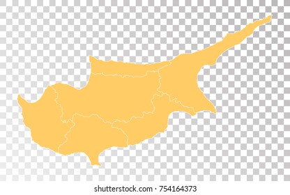 Transparent - High Detailed Orange Map of Cyprus. Vector illustration eps 10.