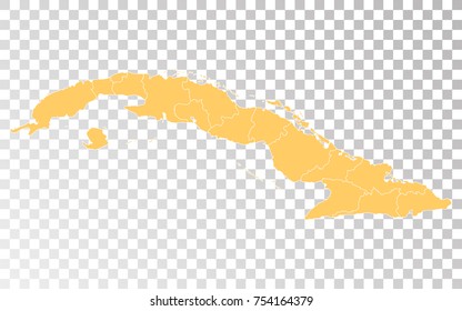 Transparent - High Detailed Orange Map of Cuba. Vector illustration eps 10.