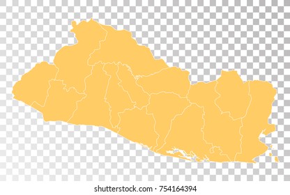 Transparent - High Detailed Orange Map of El Salvador. Vector illustration eps 10.