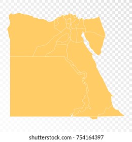Transparent - High Detailed Orange Map of Egypt. Vector illustration eps 10.