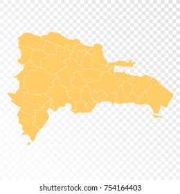 Transparent - High Detailed Orange Map of Dominican. Vector illustration eps 10.