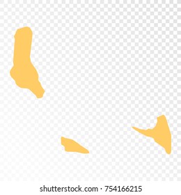 Transparent - High Detailed Orange Map of Comoros. Vector illustration eps 10.