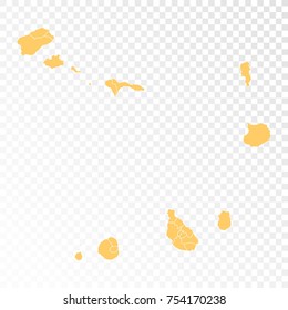 Transparent - High Detailed Orange Map of Cape Verde . Vector illustration eps 10.