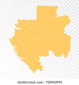 Transparent - High Detailed Orange Map of Gabon. Vector illustration eps 10.