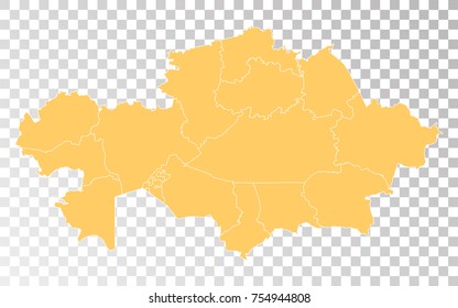 Transparent - High Detailed Orange Map of Kazakhstan. Vector illustration eps 10.