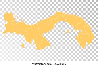 Transparent - High Detailed Orange Map of Panama. Vector illustration eps 10.