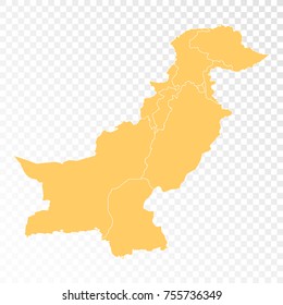 Transparent - High Detailed Orange Map of Pakistan. Vector illustration eps 10.