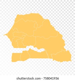 Transparent - High Detailed Orange Map of Senegal. Vector illustration eps 10.