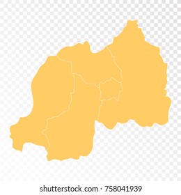 Transparent - High Detailed Orange Map of Rwanda. Vector illustration eps 10.