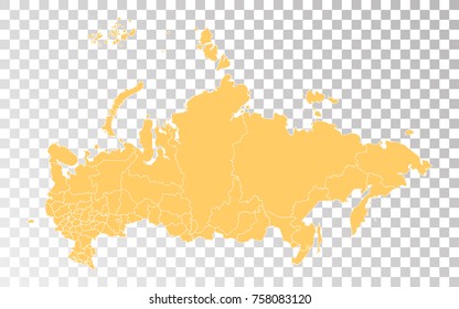 Transparent - High Detailed Orange Map of Russia. Vector illustration eps 10.
