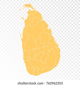 Transparent - High Detailed Orange Map of Sri Lanka. Vector illustration eps 10.

