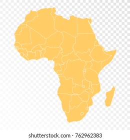 Transparent - High Detailed Orange Map of Africa. Vector illustration eps 10.
