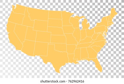 Transparent - High Detailed Orange Map of United States of america. Vector illustration eps 10.
