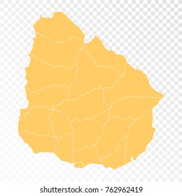 Transparent - High Detailed Orange Map of Uruguay. Vector illustration eps 10.
