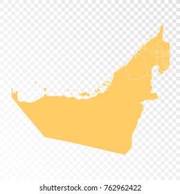 Transparent - High Detailed Orange Map of United Arab Emirates. Vector illustration eps 10.
