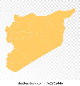Transparent - High Detailed Orange Map of Syria. Vector illustration eps 10.
