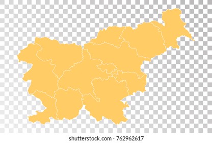 Transparent - High Detailed Orange Map of Slovenia. Vector illustration eps 10.
