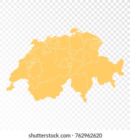 Transparent - High Detailed Orange Map of Switzerland. Vector illustration eps 10.

