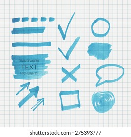 Transparent highlighter marks