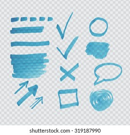 Transparent highlighter marks on gray grid
