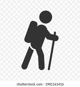 Transparent Hiking Icon Png, Vector Illustration Of Hiking In Dark Color And Transparent Background(png).