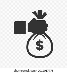 Transparent Holding Money Bag Icon Png, Vector Illustration Of An Holding Money Bag Icon In Dark Color And Transparent Background(png)