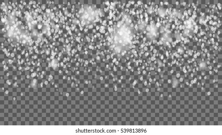 Transparent Holiday Snow Falling Isolated. EPS10 Vector
