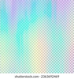 Transparent holographic vector texture. Rainbow foil, unicorn, iridescent, background, hologram shine effect. Pearlescent metal sparkly surface for design prints. Vector illustration