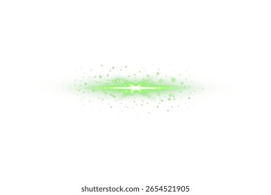 Feixe de luz verde horizontal transparente com brilho radiante e brilho suave. Ideal para sobreposições de interface do usuário futurista, listras de energia de ficção científica, efeitos visuais, elementos HUD ou destaque de apresentação digital