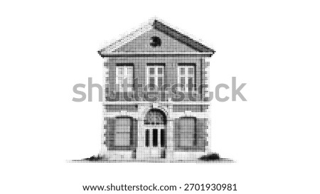 Transparent House Design Background. Pop estate collage with quirky windows for architecture illustration bg..