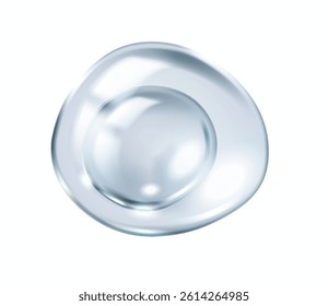 Transparent hyaluronic acid and collagen serum drop realistic vector illustration. Silver bubble for skincare 3d object on white background