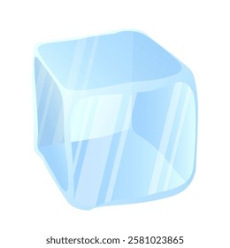 Transparent ice cube cartoon illustration image