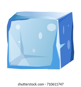 Transparent ice cube with uneven edges isolated illustration
