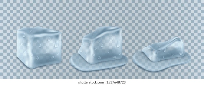 transparent ice cubes in blue colors. vector illustration
