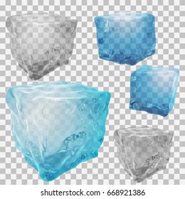 Transparent ice cubes. Vector illustration