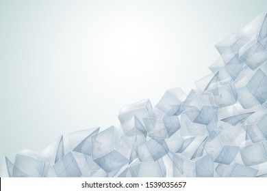 Transparent ice heap. Vector illustration. Realistic texture.