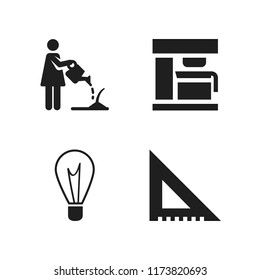 transparent icon. 4 transparent vector icons set. coffee maker, watering and set square icons for web and design about transparent theme