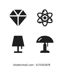 transparent icon. 4 transparent vector icons set. lamp, atom and diamond icons for web and design about transparent theme
