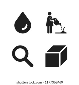 transparent icon. 4 transparent vector icons set. magnifying glass, watering and drop icons for web and design about transparent theme