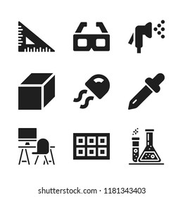 transparent icon. 9 transparent vector icons set. office, cube and dropper icons for web and design about transparent theme