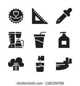 transparent icon. 9 transparent vector icons set. soft drink, cloud and coffee maker icons for web and design about transparent theme