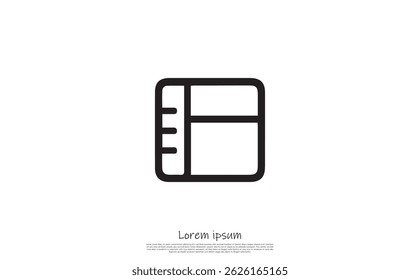 El icono transparente presenta un contorno negro, mostrando una estructura de tres filas y tres columnas. Diseño minimalista y limpio.