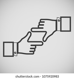 transparent icon in the form of a frame of fingers with hands