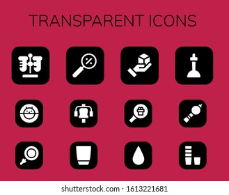 transparent icon set. 12 filled transparent icons.  Simple modern icons such as: Test tube, Hamster ball, Loupe, Magnifying glass, Gym station, Glass, Cube, Blur, Excalibur, Bladder pipe